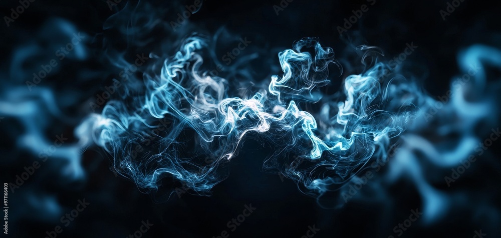 Obraz premium Black mist swirling, ghostly faces, arcane power, 3D illustration