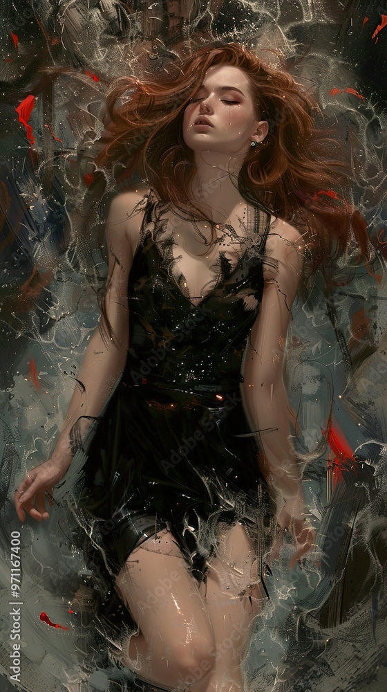 Dreamy Portrait of a Woman in a Black Dress Dreamy Portrait of a Woman in a Black Dress