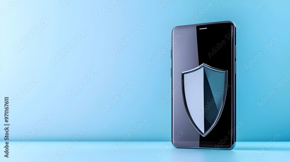 Secure Smartphone with Shield Icon for Digital Privacy and Cyber Security Secure Smartphone with Shield Icon for Digital Privacy and Cyber Security