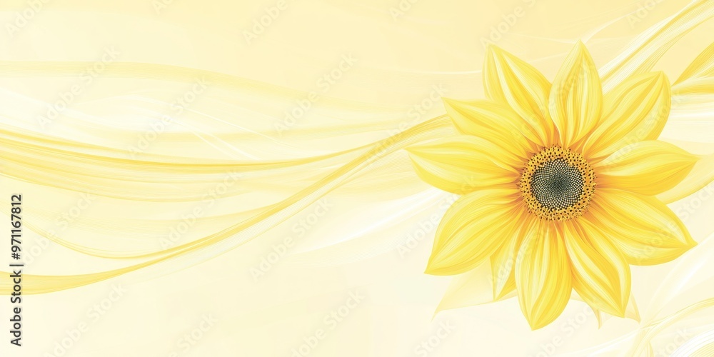 Obraz premium A vibrant sunflower against a soft yellow background, symbolizing warmth and positivity.