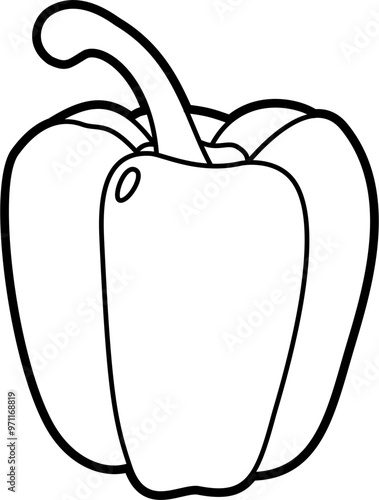 bell pepper coloring outline illustration vector
