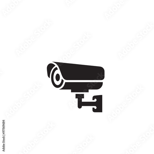 CC tv camera silhouette. CC camera logo, icon vector design isolated on white backgorund.