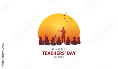 Happy Teacher's day concept vector illustration background. Creative teacher's day vector education concept.