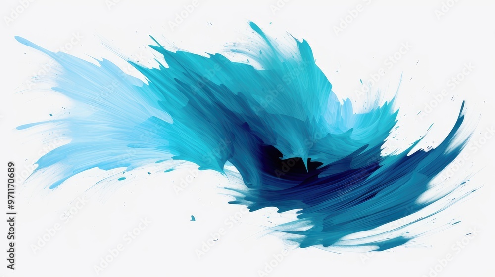 Fototapeta premium A vibrant abstract swirl of blue tones, evoking movement and fluidity isolated on white background, suitable for backgrounds or artistic projects.