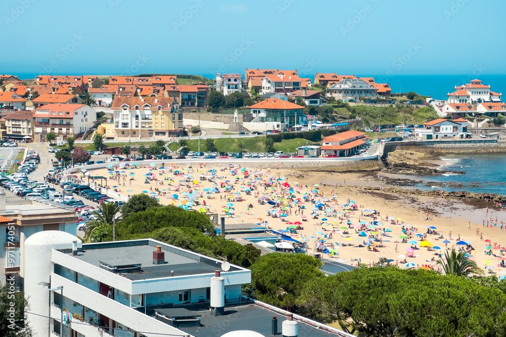 Fototapeta premium Panoramic view of famous travel destination Comillas village in Cantabria, Spain. High quality photo