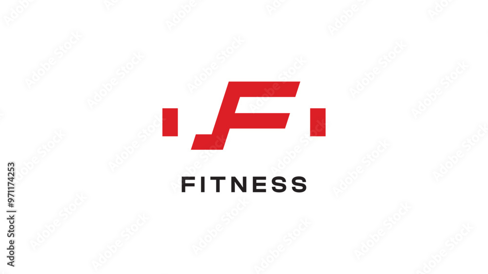 Fototapeta premium Fitness logo with F letter concept. Gym logo with F letter.