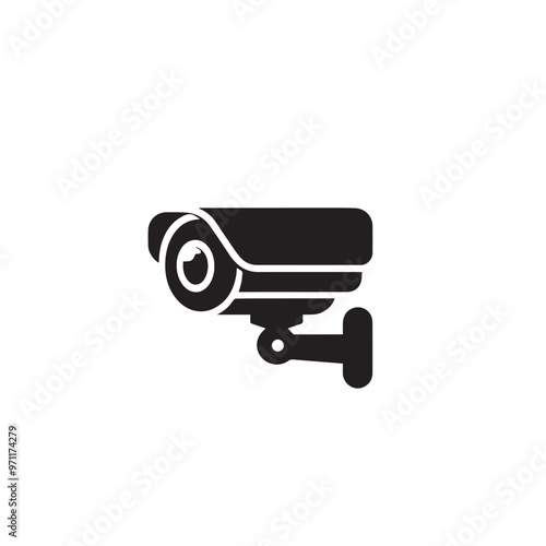 CC tv camera silhouette. CC camera logo, icon vector design isolated on white backgorund.