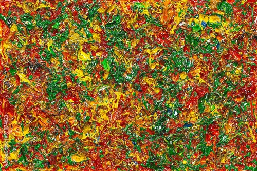 Abstract Painting in Green, Yellow and Red