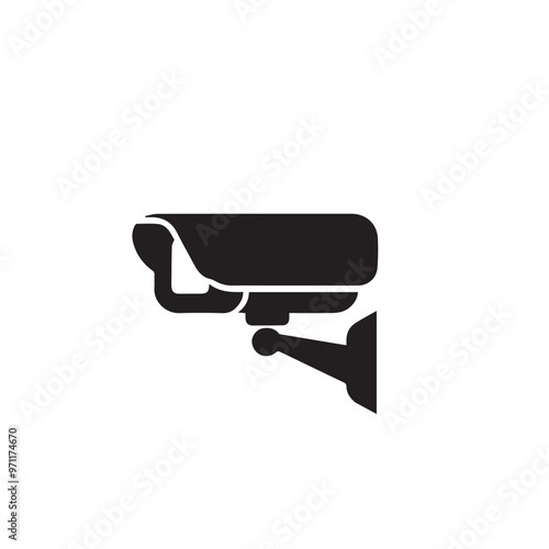 CC tv camera silhouette. CC camera logo, icon vector design isolated on white backgorund.