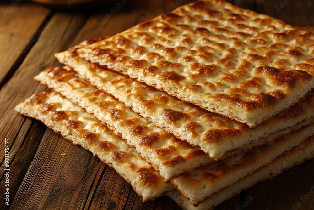 Fototapeta premium The historical roots of matzah (classic jewish flatbread)