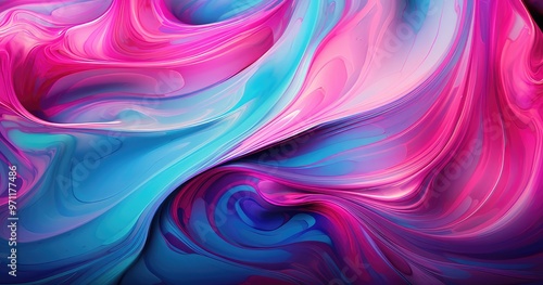 A vibrant abstract swirl of pink and blue hues, creating a fluid and dynamic visual experience.