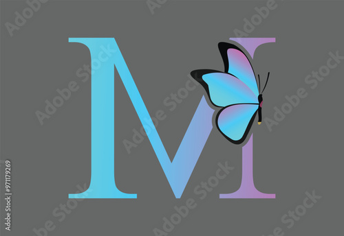 latter M design logo butterfly for your business