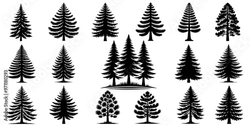 Pine Tree SVG, Forest Tree SVG, Mountain Forest SVG, Plant SVG, Sunset SVG, Nature SVG, Leaves SVG, Pine Trees Set, Bundle, Pine Tree Silhouette, Forest belt SVG, Tree Design, Cut file for Cricut PNG