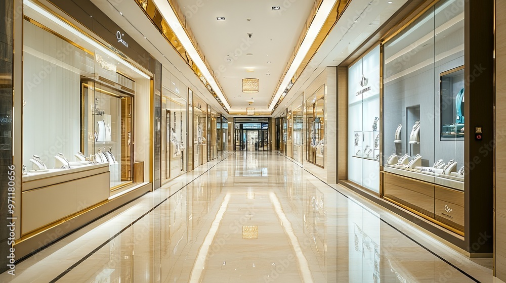 Modern Luxury Fashion Mall Interior with Jewelry and Stores, Wide Marble Corridor. AI generated illustration Modern Luxury Fashion Mall Interior with Jewelry and Stores, Wide Marble Corridor. AI generated illustration