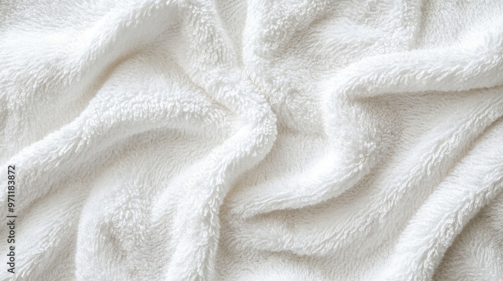 Close-Up of White Plush Towel Texture with Fluffy Folds, Spa and Beauty Salon Concept. AI generated illustration Close-Up of White Plush Towel Texture with Fluffy Folds, Spa and Beauty Salon Concept. AI generated illustration