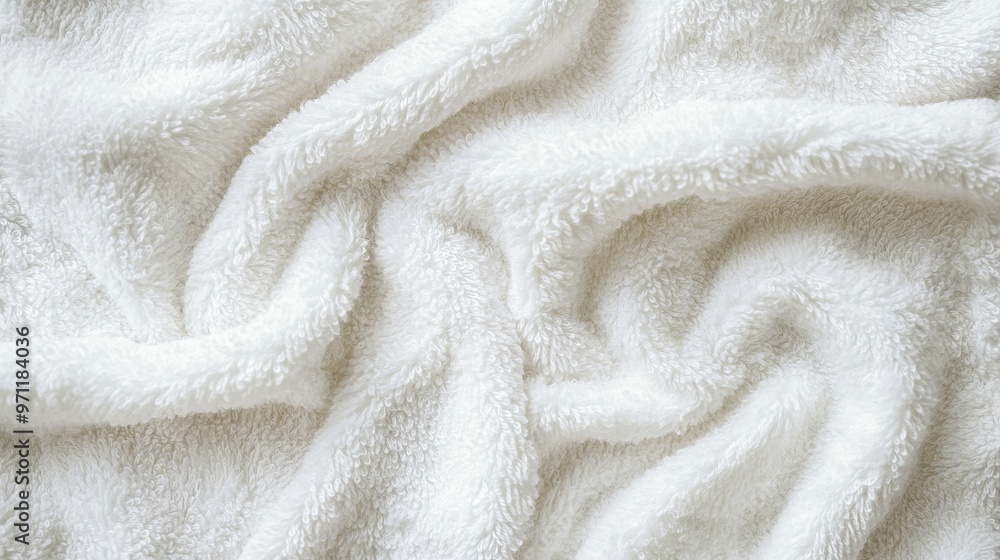 Close-Up of White Plush Towel Texture with Fluffy Folds, Spa and Beauty Salon Concept. AI generated illustration Close-Up of White Plush Towel Texture with Fluffy Folds, Spa and Beauty Salon Concept. AI generated illustration