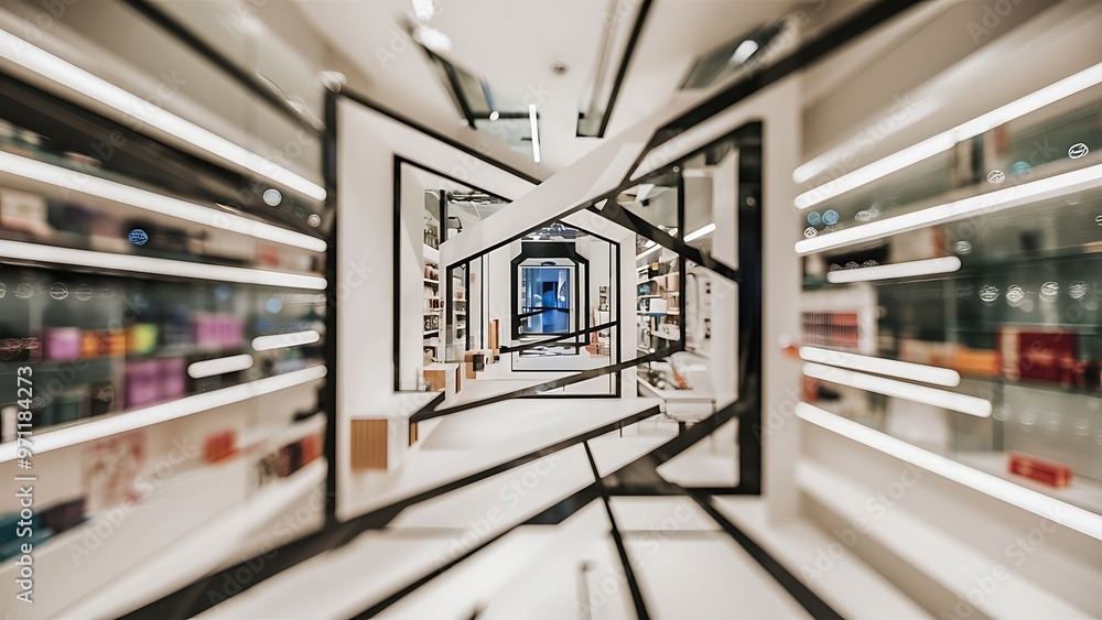 Fototapeta premium Store, shopping mall abstract defocused blurred background