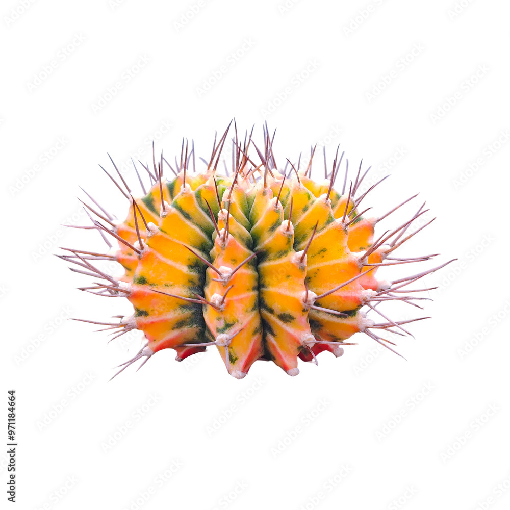 Obraz premium isolated yellow cactus with thorn on transparent background