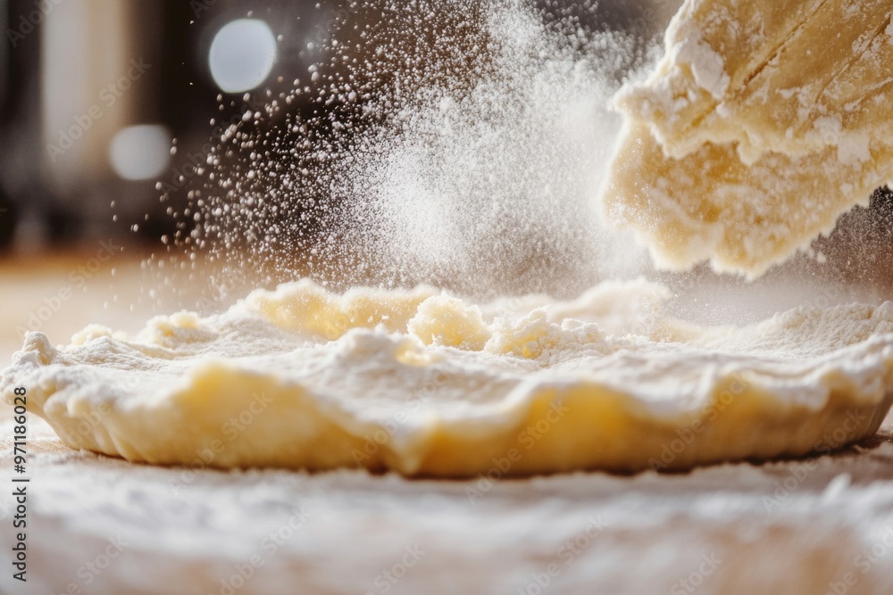 Dough Being Dusted with Flour During Baking Dough Being Dusted with Flour During Baking