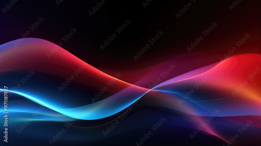 A vibrant abstract wave design featuring smooth gradients of blue, pink, and red against a dark background. A vibrant abstract wave design featuring smooth gradients of blue, pink, and red against a dark background.