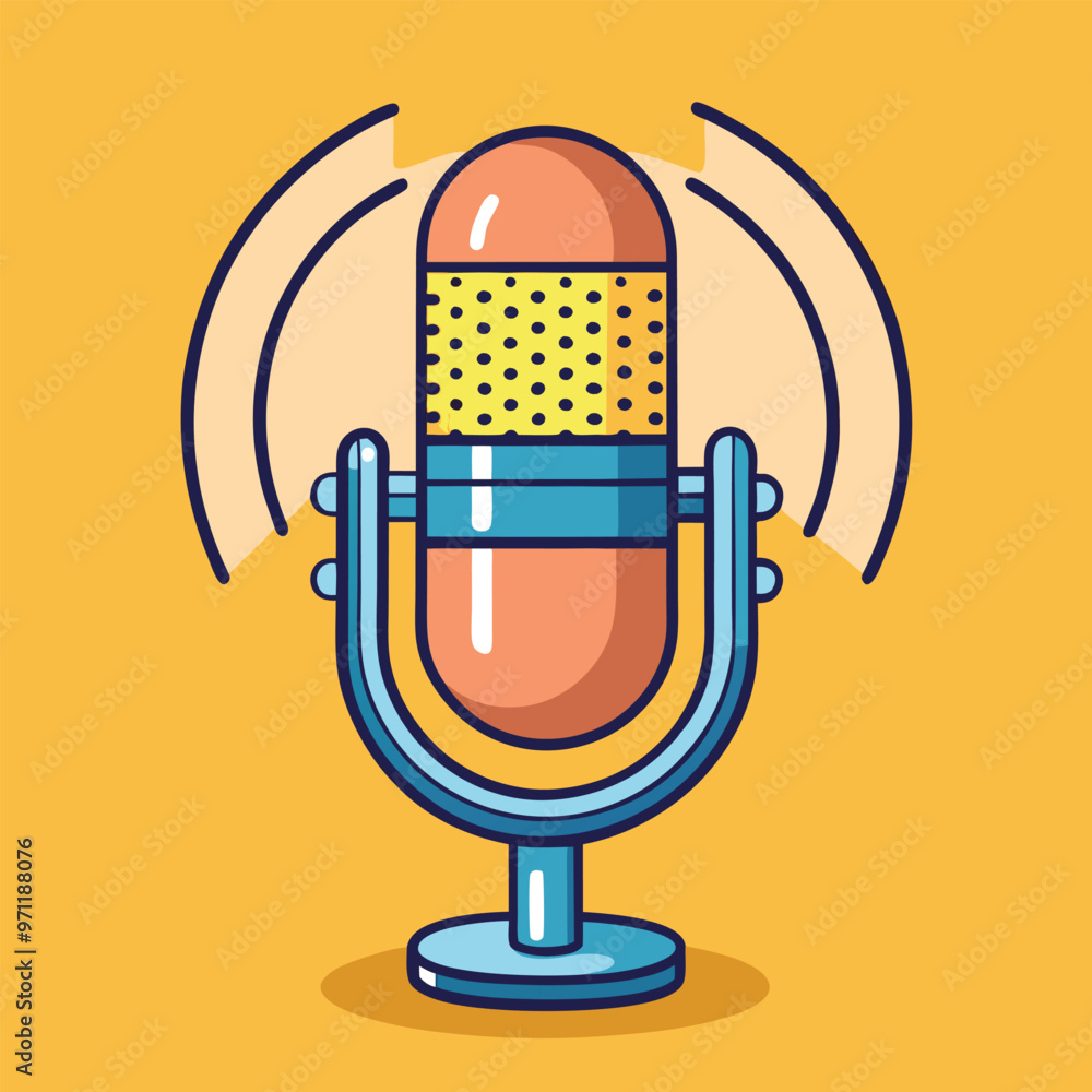 Microphone Logo icon in color style Studio microphone vector concept Microphone Logo icon in color style Studio microphone vector concept