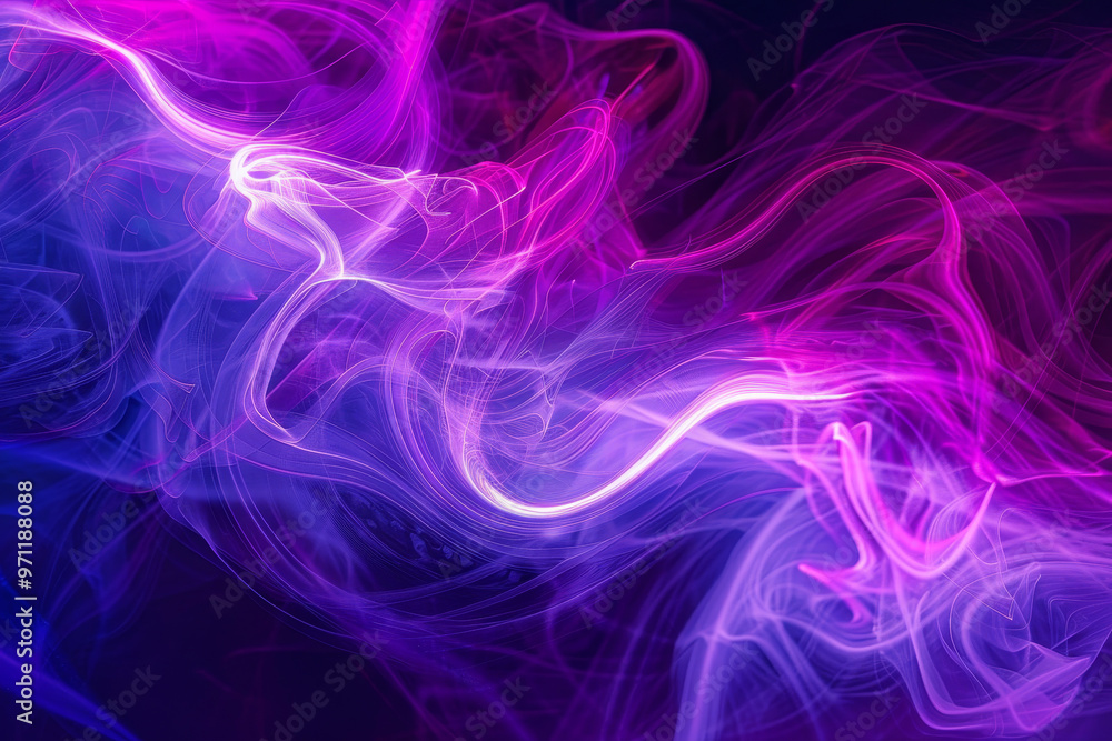 Obraz premium A purple and blue swirl of smoke with a purple dragon in the middle