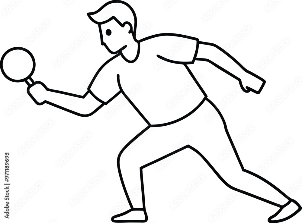 Naklejka premium Kids Table Tennis Serve Coloring Book with Vector Art 