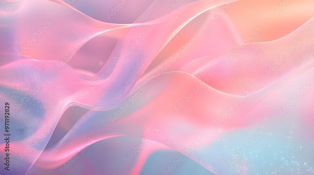 Obraz premium Holographic tech elements layered over a muted backdrop with soft gradients