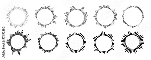 Round sound wave set. Sound wave icon set. Vector