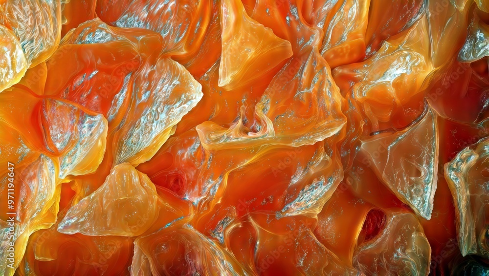 Vibrant Orange Abstract. This image showcases a dynamic composition of translucent orange and yellow shapes intermingled with hints of blue, creating a striking visual effect. Vibrant Orange Abstract. This image showcases a dynamic composition of translucent orange and yellow shapes intermingled with hints of blue, creating a striking visual effect.