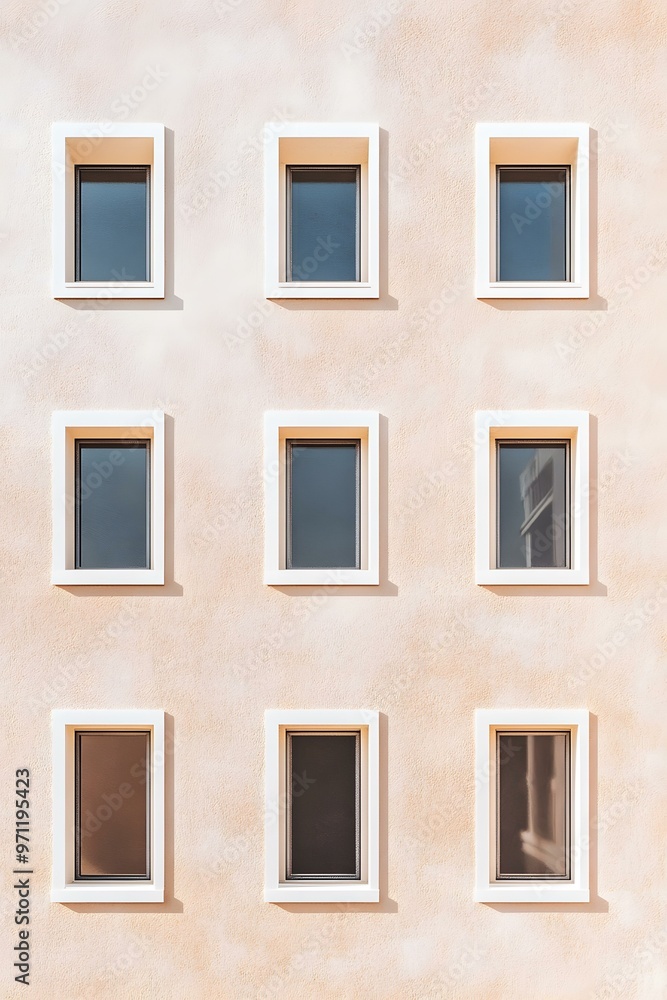 Fototapeta premium Nine Windows on Beige Wall
