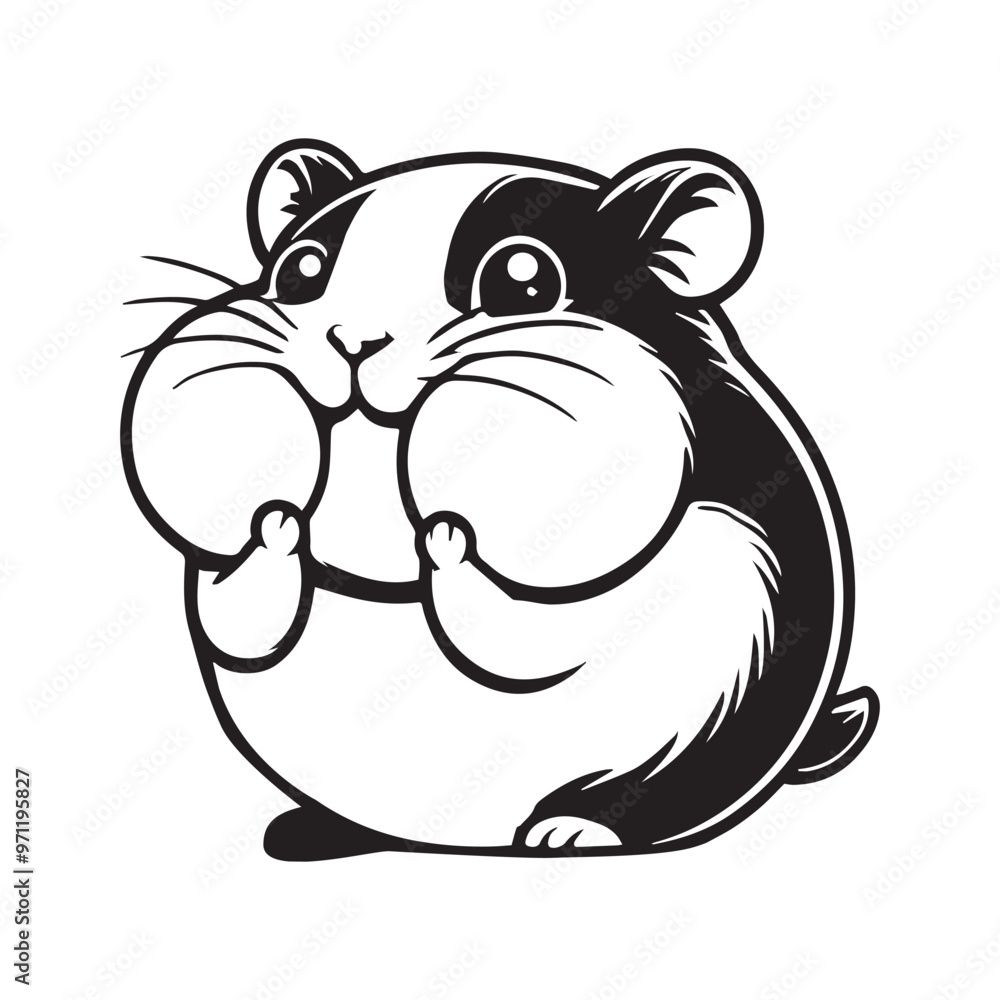 Hamster Outline Design - Hamster Rodent Vector illustration in black and white Hamster Outline Design - Hamster Rodent Vector illustration in black and white