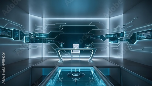 Creative technological background. Inside an empty room