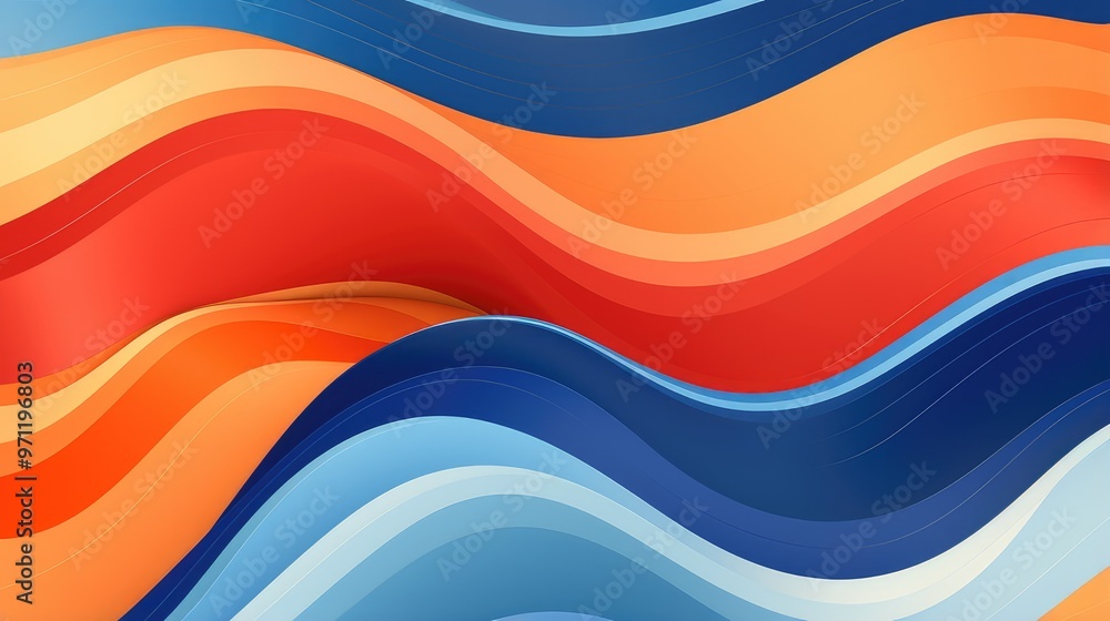 A vibrant abstract wave pattern featuring flowing colors of red, orange, blue, and cream, creating a dynamic visual effect. A vibrant abstract wave pattern featuring flowing colors of red, orange, blue, and cream, creating a dynamic visual effect.