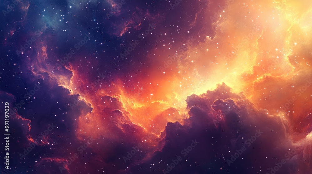 Fototapeta premium Abstract cosmic background with vibrant colors and stars.