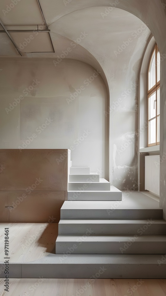 Modern Minimalist Interior Design With Concrete Stairs and Wooden Flooring Modern Minimalist Interior Design With Concrete Stairs and Wooden Flooring