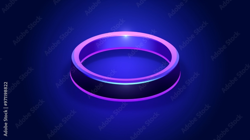 A glowing purple ring with a light effect on a dark blue background A glowing purple ring with a light effect on a dark blue background