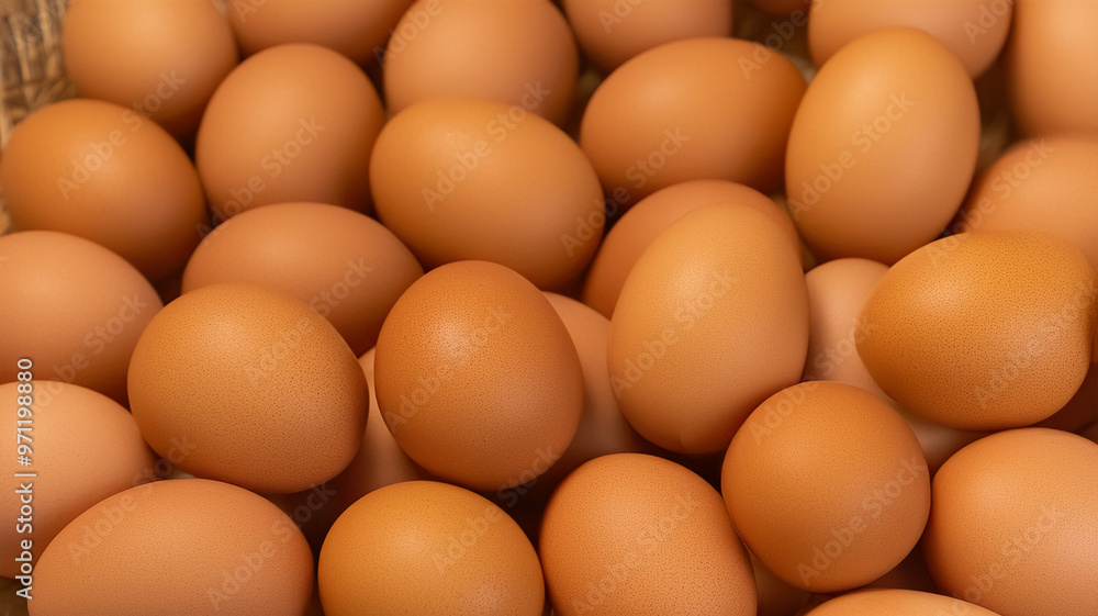 Pile of fresh brown eggs in natural light Pile of fresh brown eggs in natural light