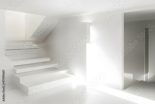 Wallpaper Mural Modern Minimalist White Interior Staircase Design Torontodigital.ca