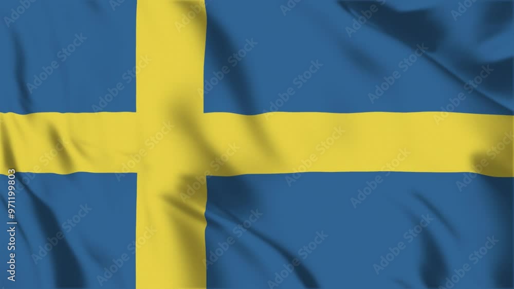 Sweden flag seamless loop animation. The National flag of Sweden is 3d waving Sweden flag seamless loop animation. The National flag of Sweden is 3d waving