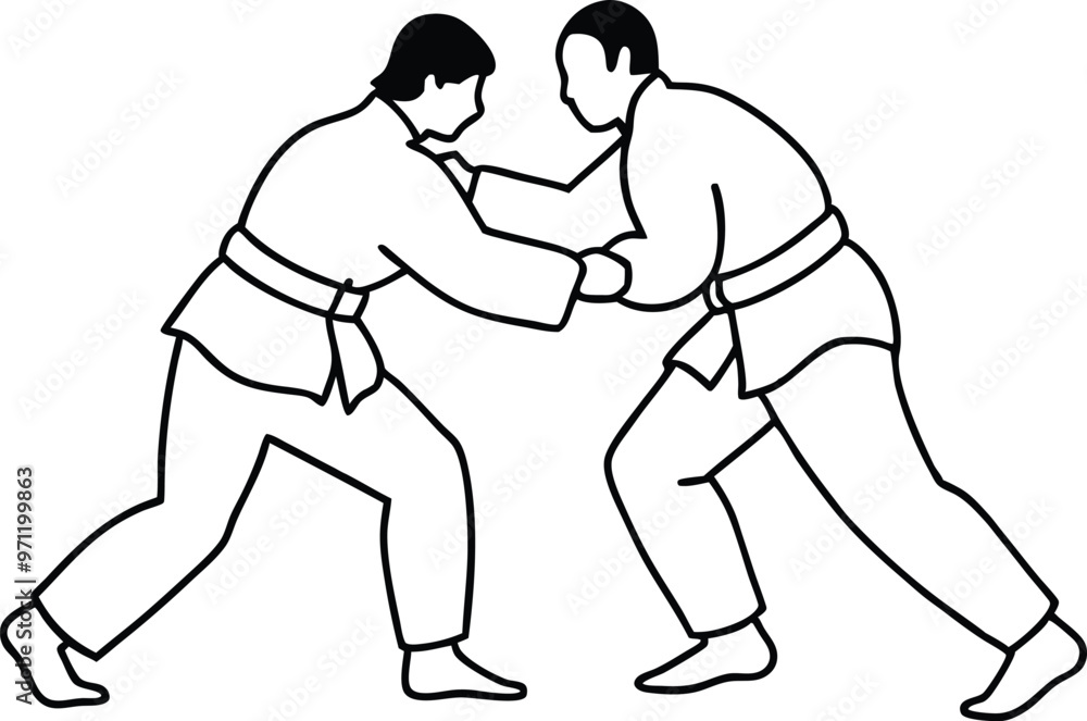 Fototapeta premium Judo Champions Vector Shapes Coloring Fun for Kids