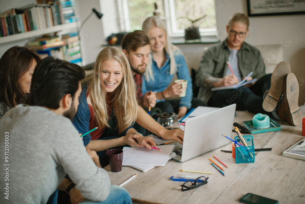 Diverse student friends studying together at home Diverse student friends studying together at home