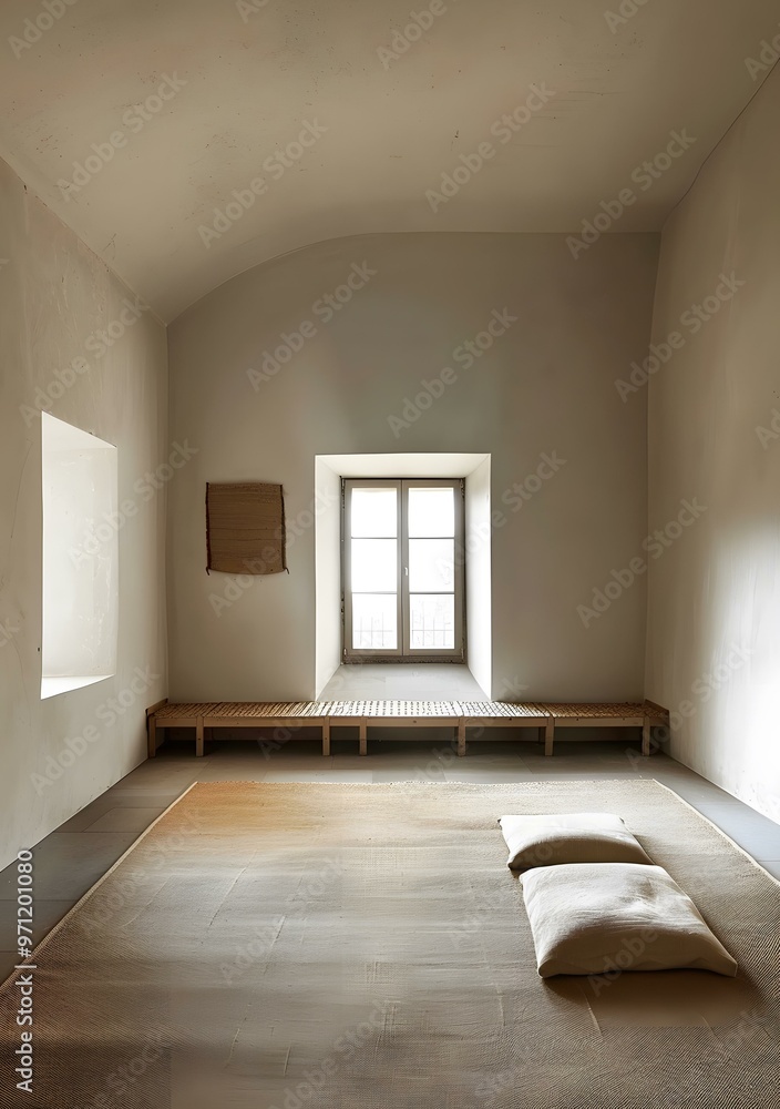 Obraz premium Minimalist Interior Design with Natural Light and Textured Materials