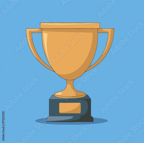 Golden trophy with confetti, business and competition concept.