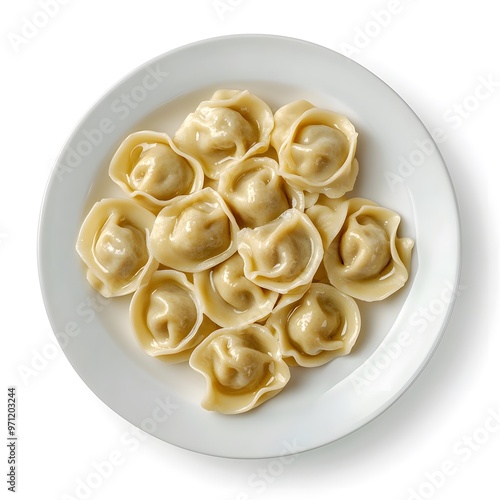 Delicious pelmeni dumplings on a white plate