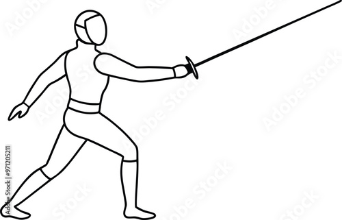 Fencer with Sword Vector Shape Kids Can Color
