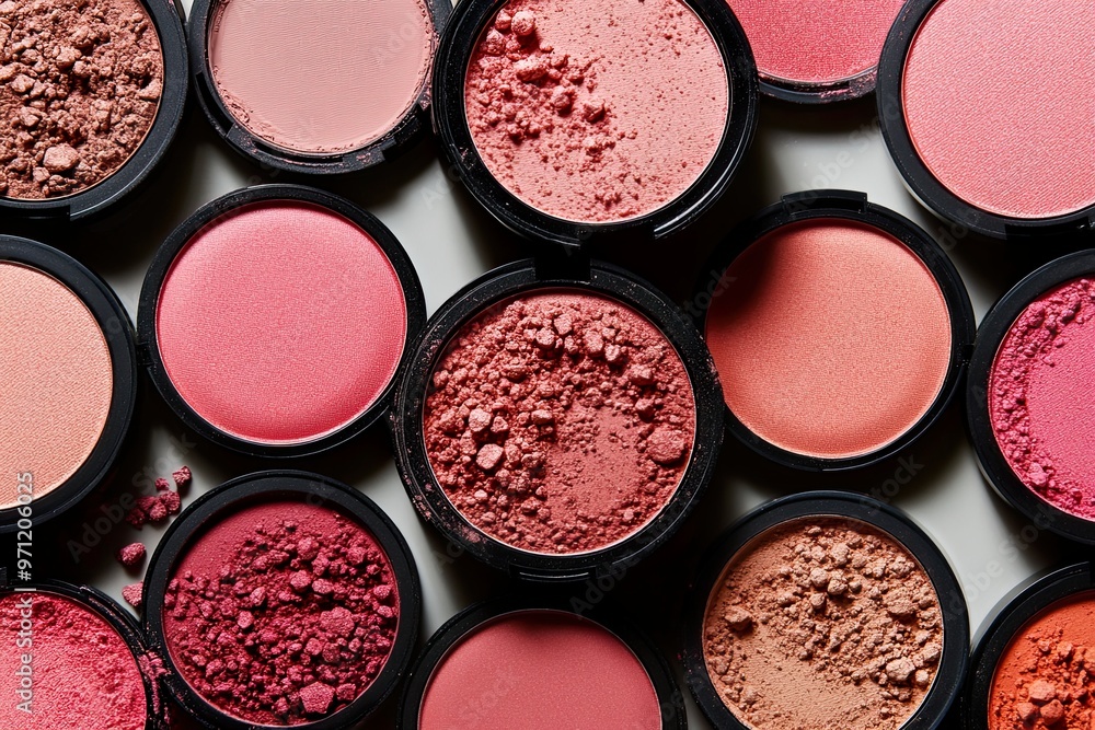 Assorted blushes in circular containers. Assorted blushes in circular containers.