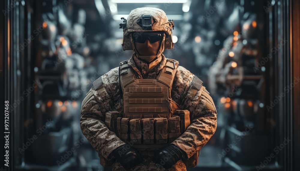 Elite Soldier in Detailed Military Gear Digital Illustration Elite Soldier in Detailed Military Gear Digital Illustration