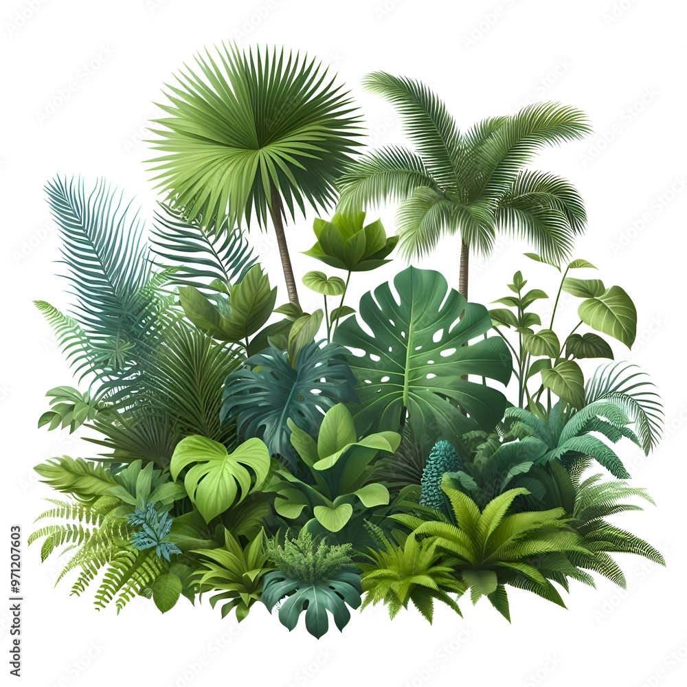 Green plant tropical on white background Green plant tropical on white background