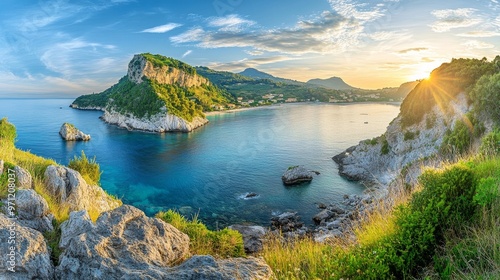 Beautiful view of Corfu island in Greece. photo